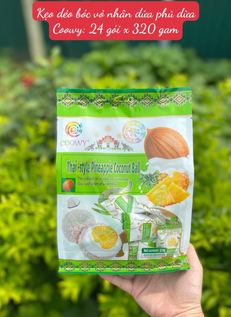 Nhân DỨA - Kẹo viên phủ dừa nhân trái cây Coowy túi 320gr